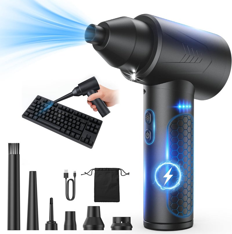 LOXP Electric Air Duster – 150000RPM Powerful Compressed Air Duster with LED Light, 3 Gears, 7500mAh Battery & Fast Charging, Rechargeable Air Blower for Computer, Keyboard, PC, Car, House & Outdoor - Image 1